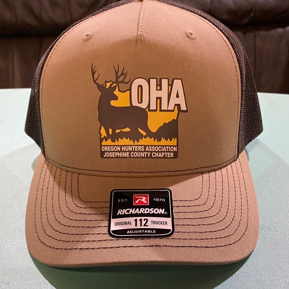 Tan and Black Trucker Hat for Hunters Ball Cap Hunting Camping Outdoor